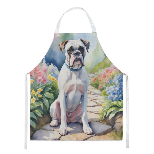 White Boxer Spring Path Apron