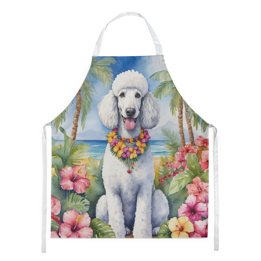 White Poodle Luau Apron