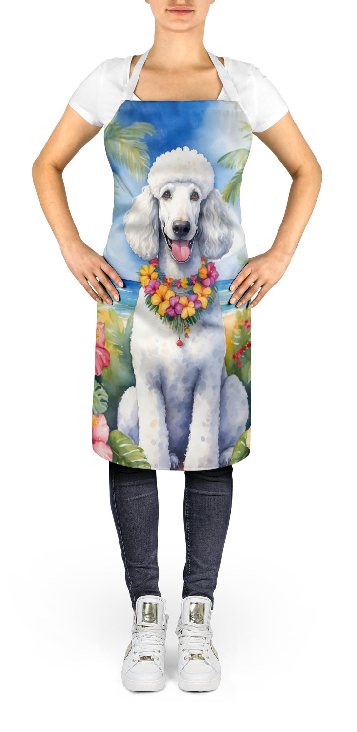 White Poodle Luau Apron