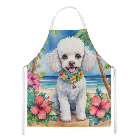 White Poodle Luau Apron