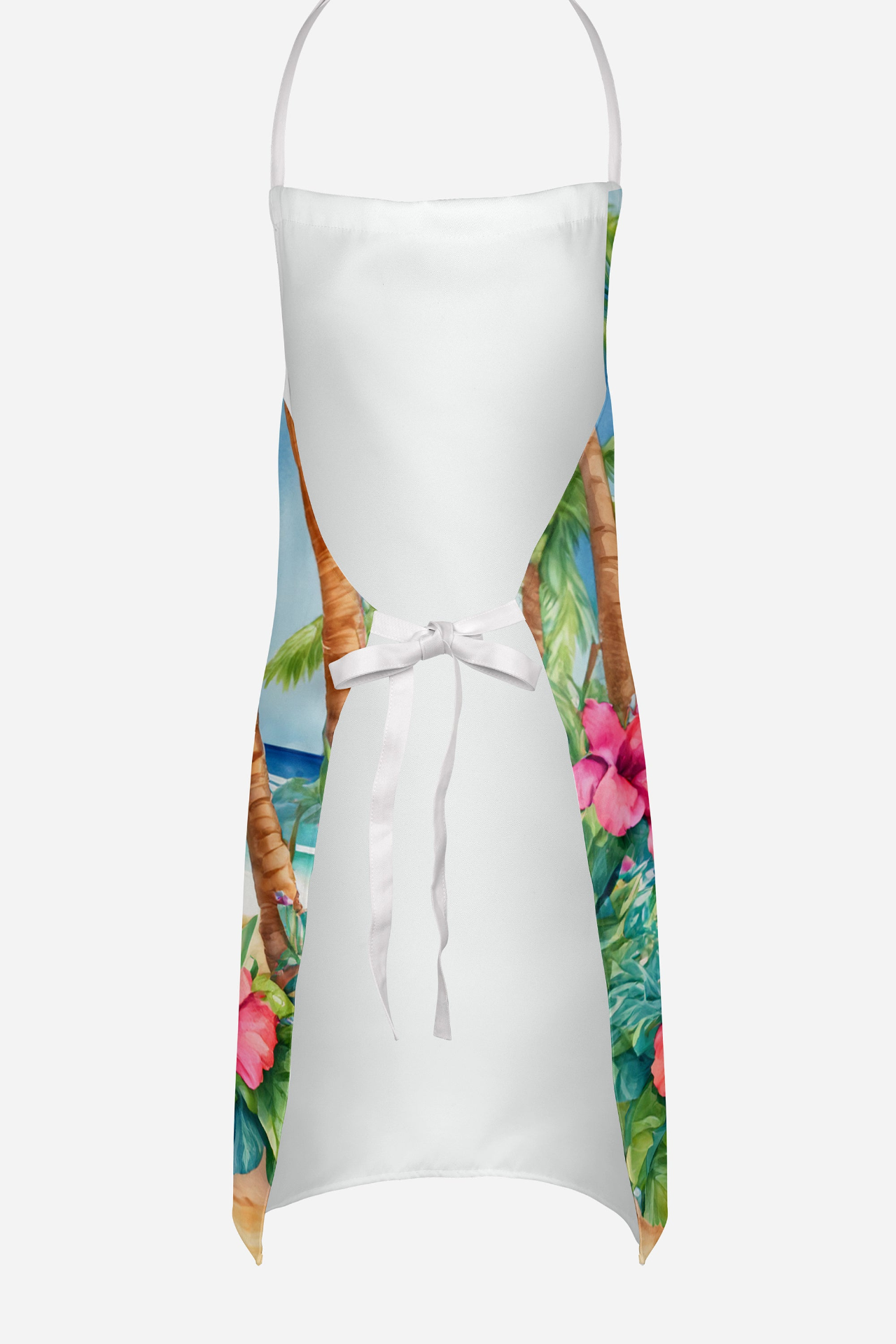 White Poodle Luau Apron