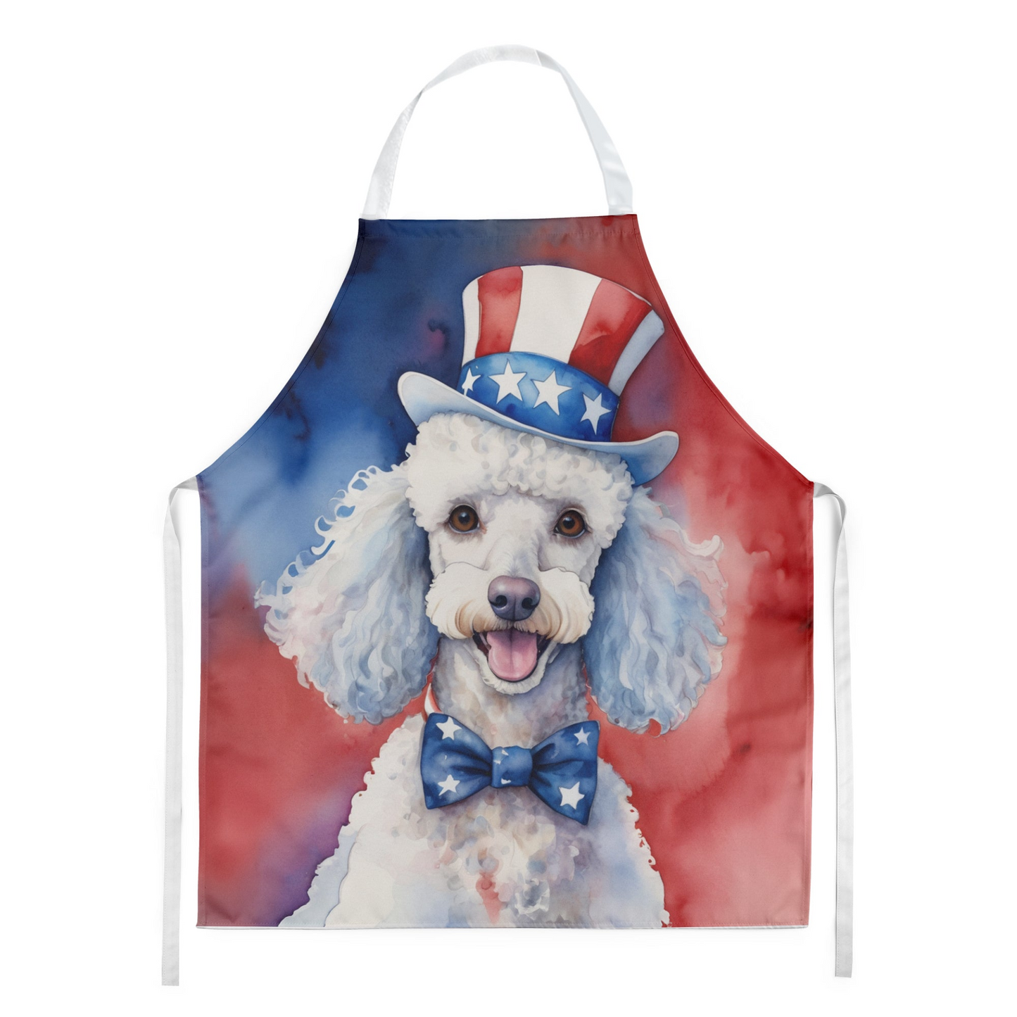 White Poodle Patriotic American Apron