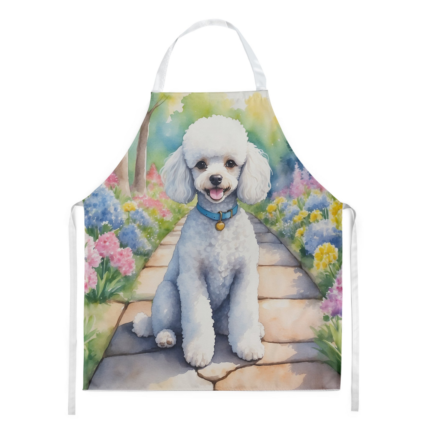 White Poodle Spring Path Apron