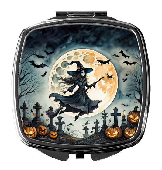 Flying Witch Spooky Halloween Compact Mirror