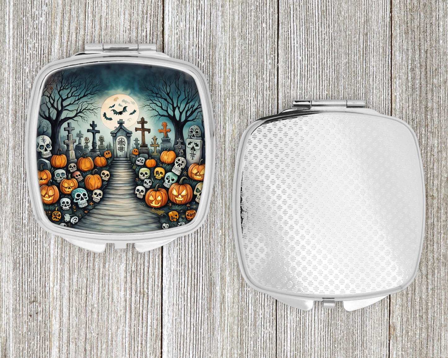 Calaveras Sugar Skulls Spooky Halloween Compact Mirror