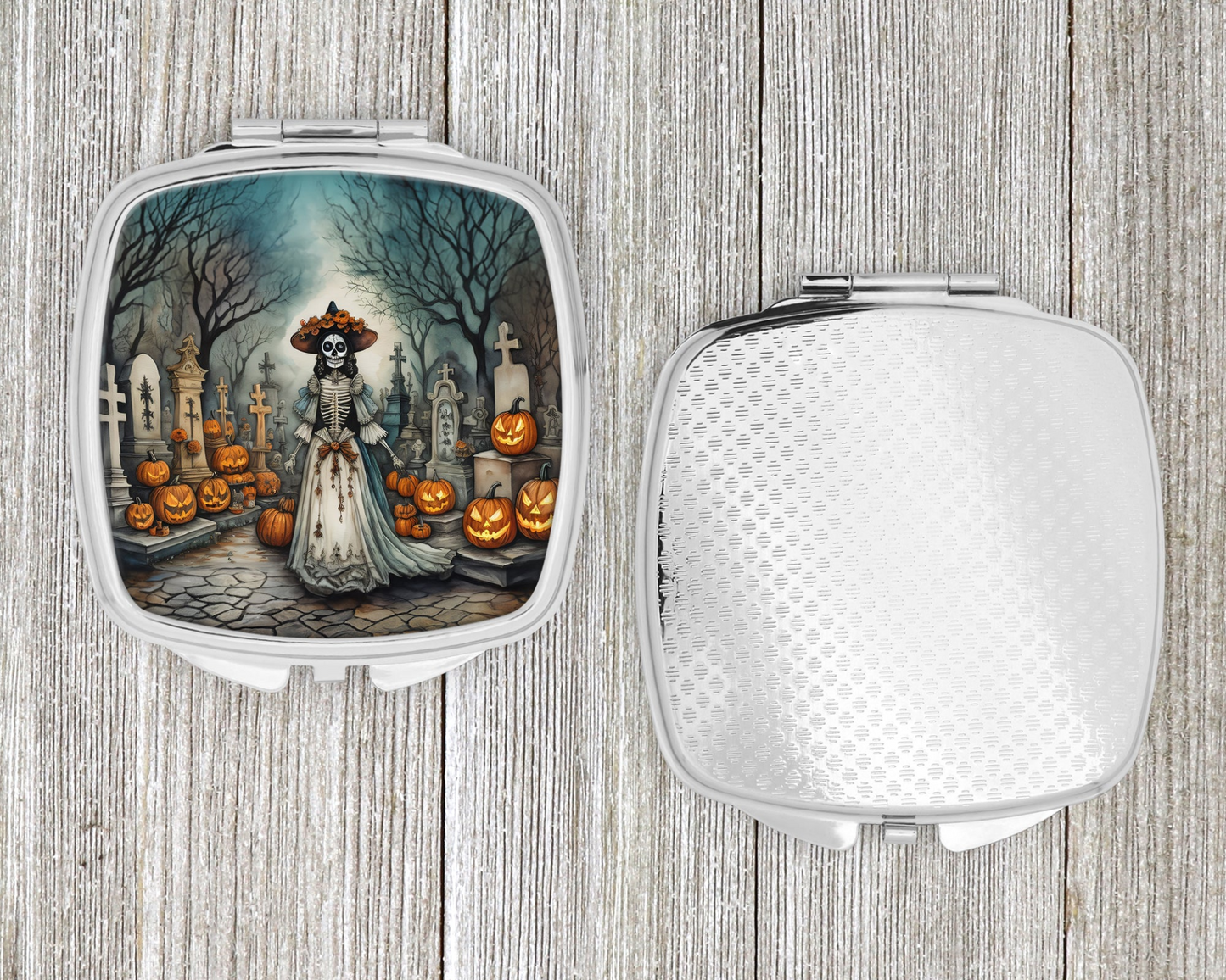 La Catrina Skeleton Spooky Halloween Compact Mirror