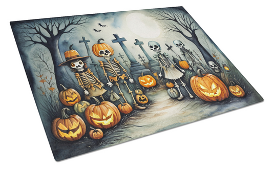 Calacas Skeletons Spooky Halloween Glass Cutting Board