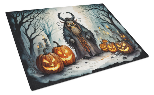 Krampus The Christmas Demon Spooky Halloween Glass Cutting Board