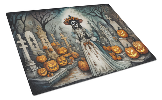 La Catrina Skeleton Spooky Halloween Glass Cutting Board