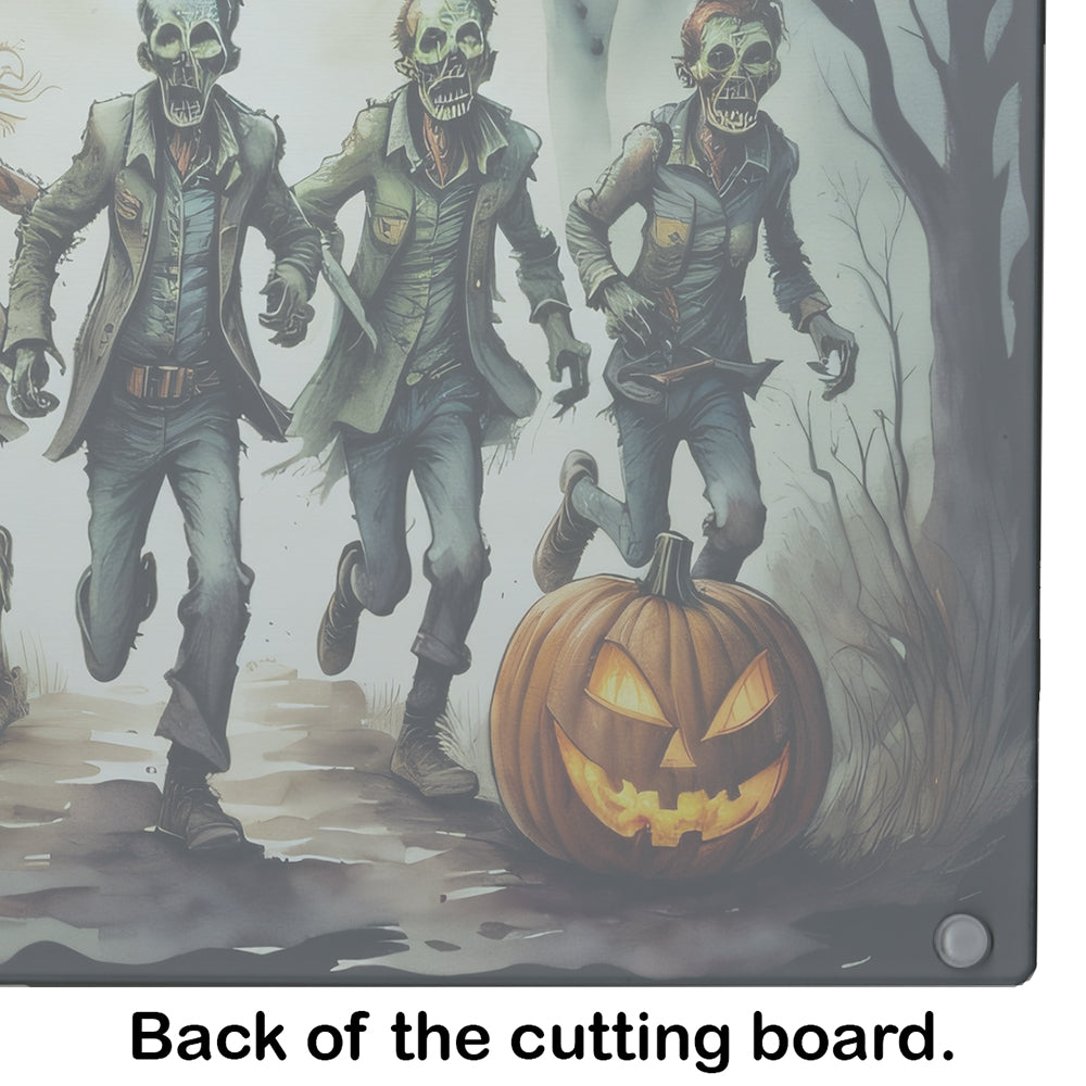 Zombies Spooky Halloween Glass Cutting Board