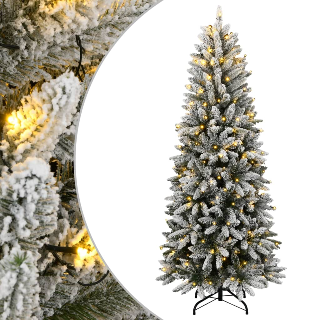 Artificial Christmas Tree 300 LEDs and Flocked Snow 82.7"