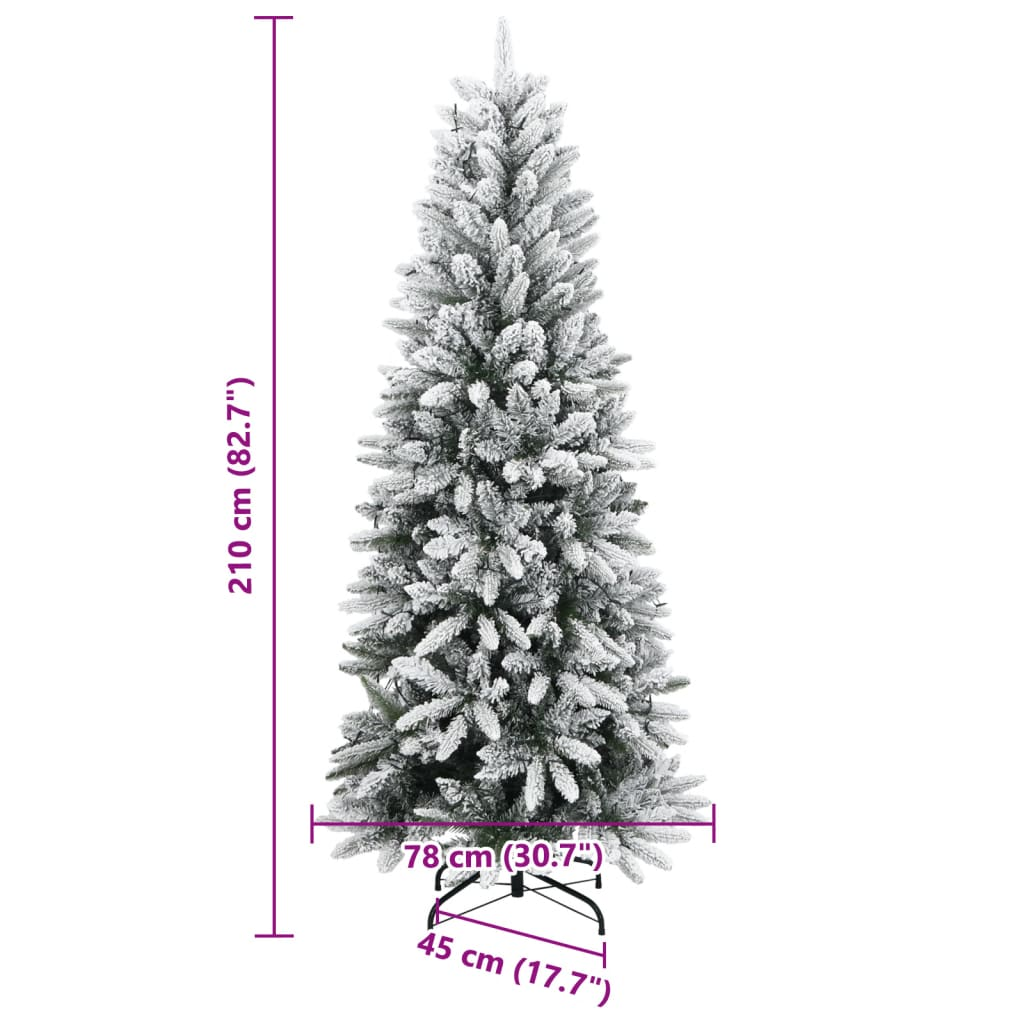 Artificial Christmas Tree 300 LEDs and Flocked Snow 82.7"