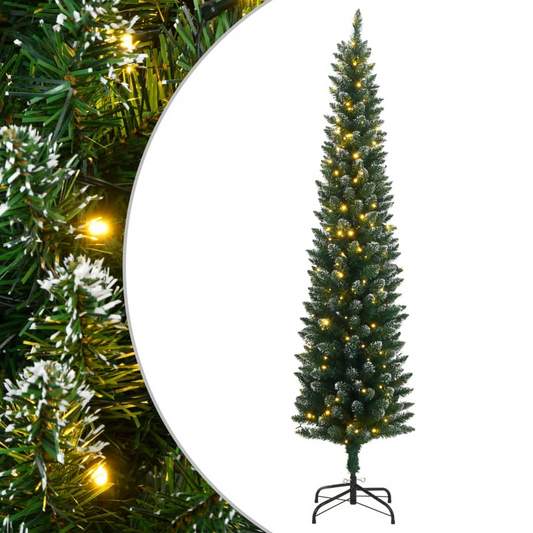 vidaXL Artificial Slim Christmas Tree 300 LEDs 70.9"