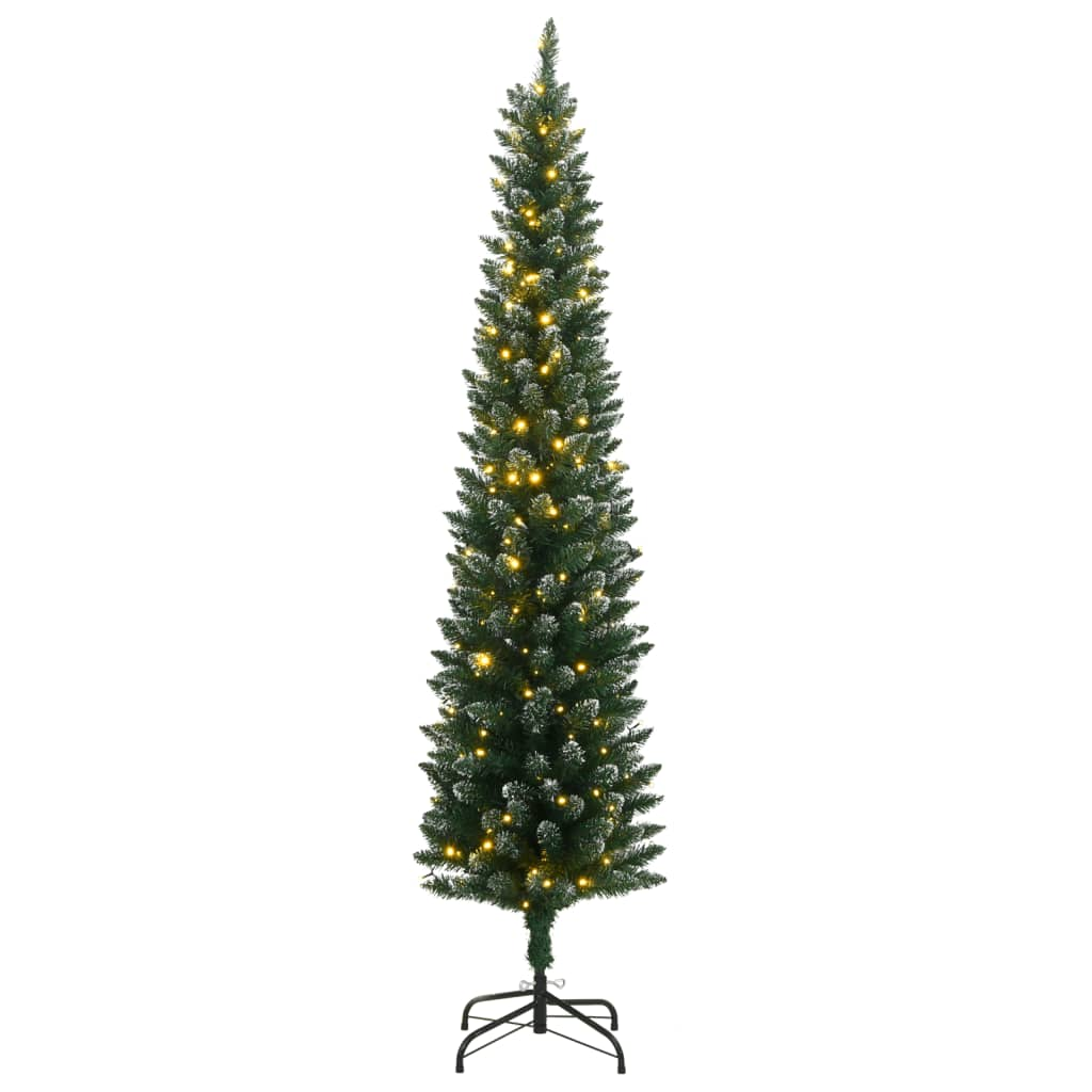 vidaXL Artificial Slim Christmas Tree 300 LEDs 70.9"