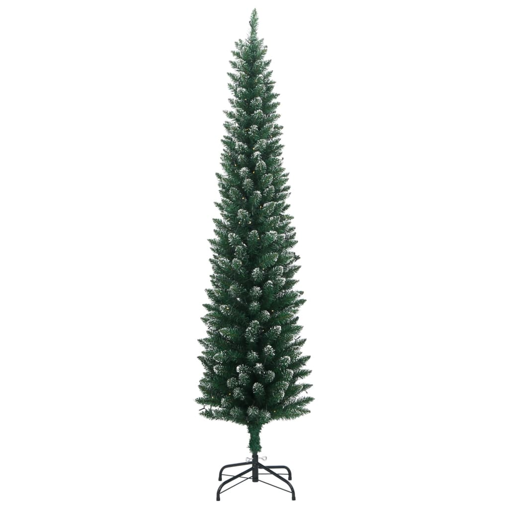 vidaXL Artificial Slim Christmas Tree 300 LEDs 70.9"