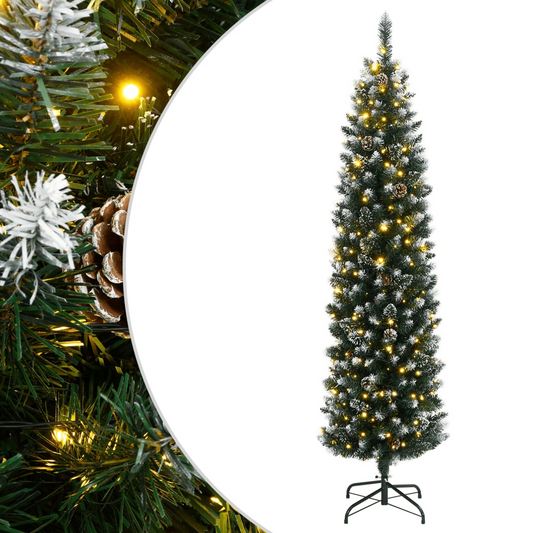 vidaXL Artificial Slim Christmas Tree 150 LEDs 47.2"