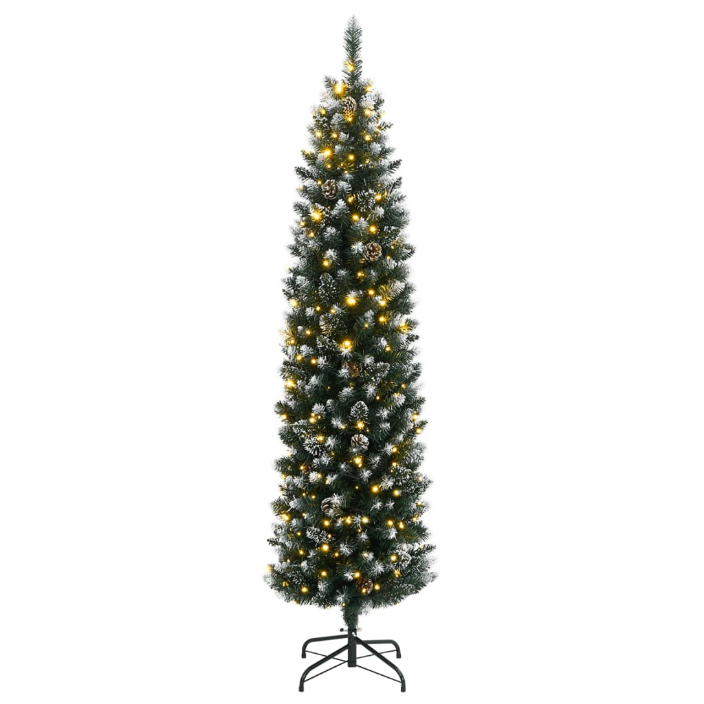 vidaXL Artificial Slim Christmas Tree 150 LEDs 47.2"