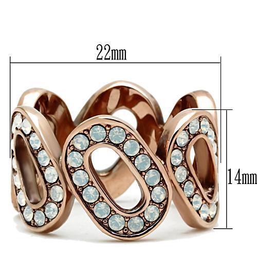 GL232 - IP Rose Gold(Ion Plating) Brass Ring with Top Grade Crystal  in Aurora Borealis (Rainbow Effect)