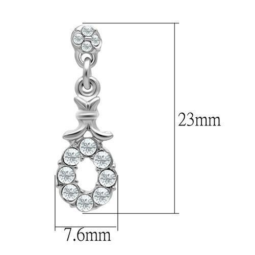 LO1974 - Rhodium White Metal Earrings with Top Grade Crystal  in Clear