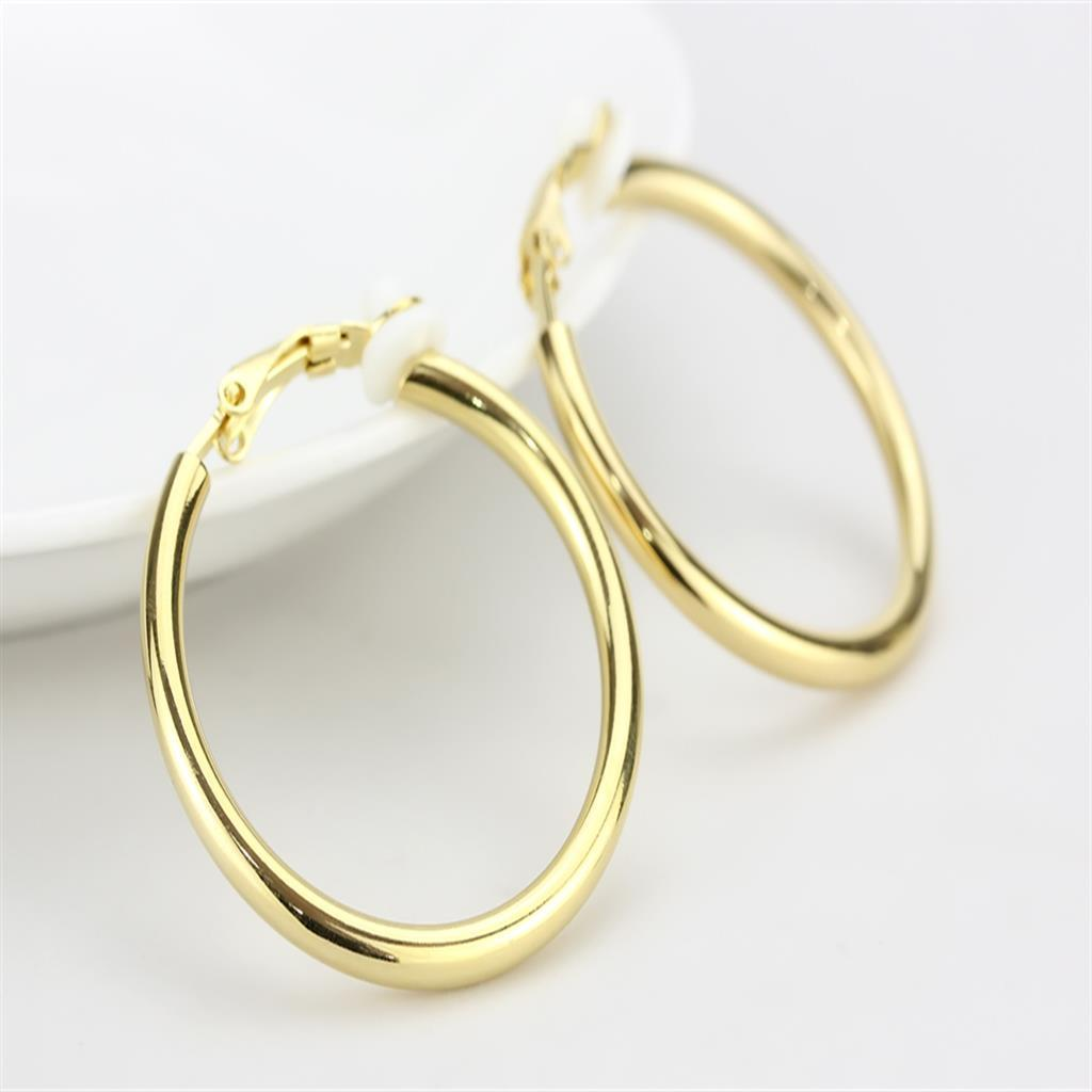 LO4682 - Gold Brass Earrings with No Stone