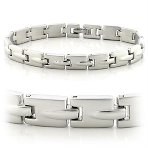 LO606 - Matte Rhodium & Rhodium White Metal Bracelet with No Stone