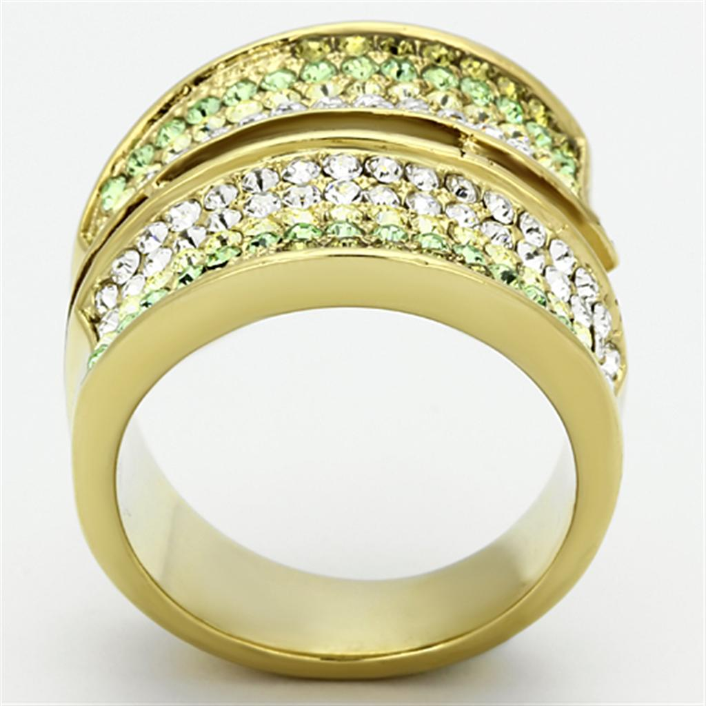 TK1146 - IP Gold(Ion Plating) Stainless Steel Ring with Top Grade Crystal  in Multi Color