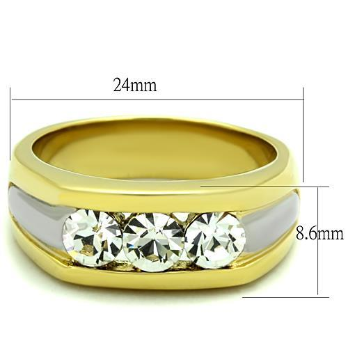 TK1615 - Two-Tone IP Gold (Ion Plating) Stainless Steel Ring with Top Grade Crystal  in Clear