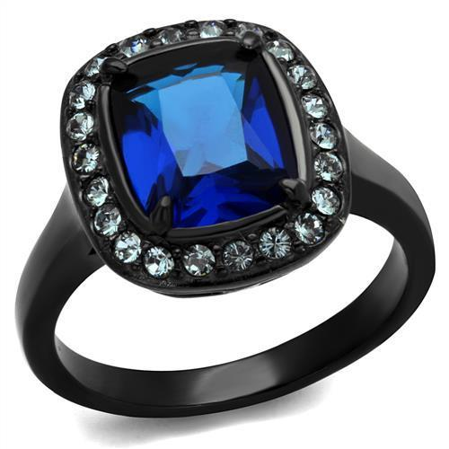 TK2283 - Two-Tone IP Black (Ion Plating) Stainless Steel Ring with Synthetic Synthetic Glass in Montana