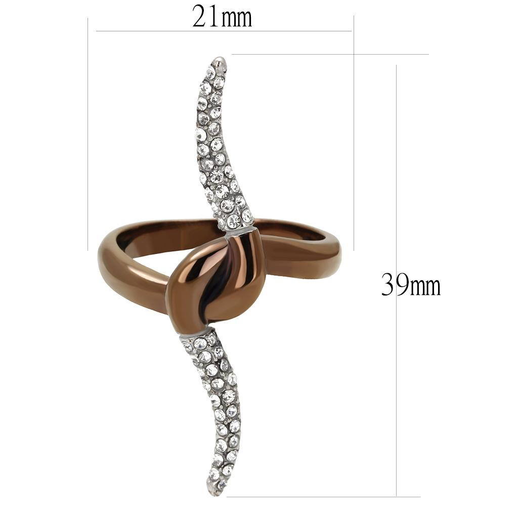 TK2991 - Two Tone IP Light Brown (IP Light coffee) Stainless Steel Ring with Top Grade Crystal  in Clear