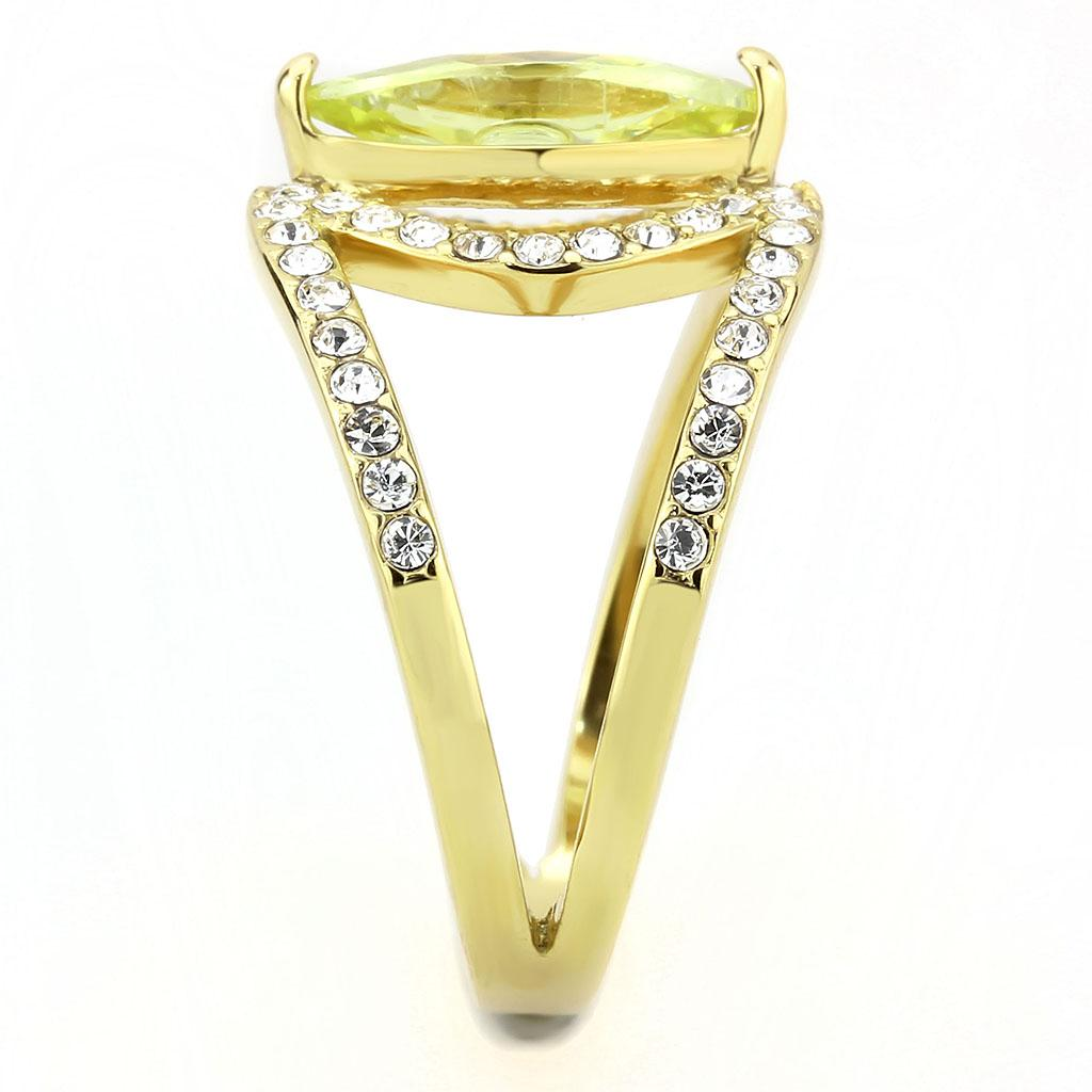 TK3578 - IP Gold(Ion Plating) Stainless Steel Ring with AAA Grade CZ  in Apple Green color