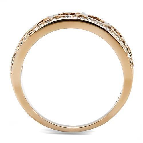 TK3194 - IP Rose Gold(Ion Plating) Stainless Steel Ring with Top Grade Crystal  in Clear