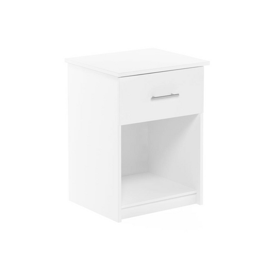 Furinno Tidur Nightstand with Handle with One Drawer, Solid White