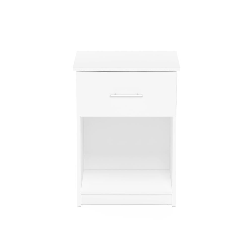 Furinno Tidur Nightstand with Handle with One Drawer, Solid White