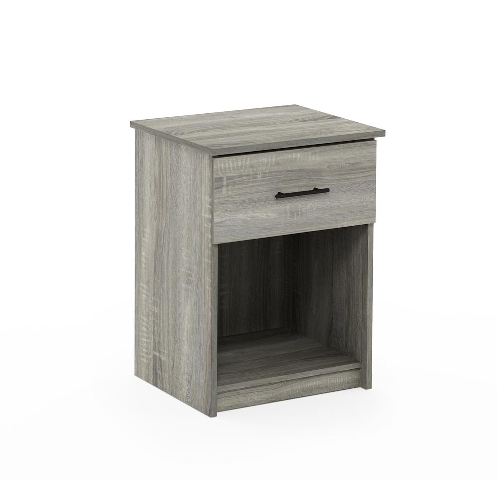 Furinno Tidur Nightstand with Handle with One Drawer, French Oak Grey