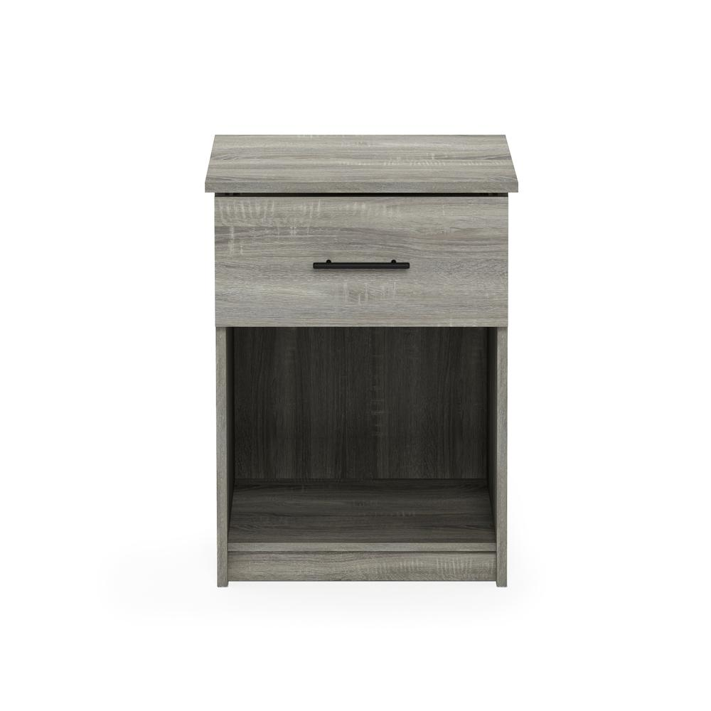 Furinno Tidur Nightstand with Handle with One Drawer, French Oak Grey