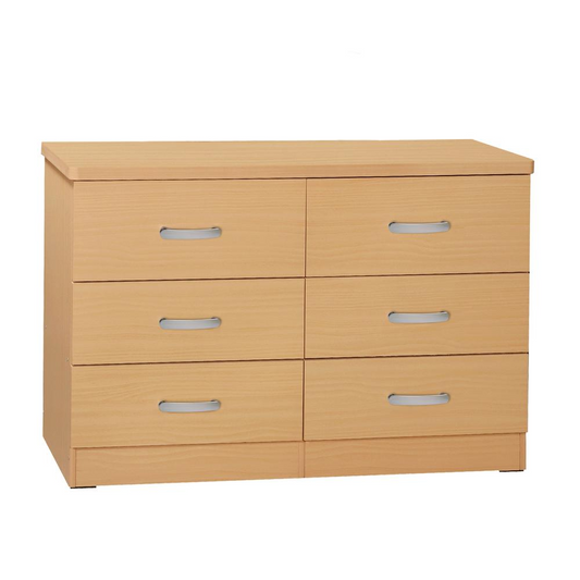 DD & PAM 6 Drawer Engineered Wood Bedroom Dresser in Beech