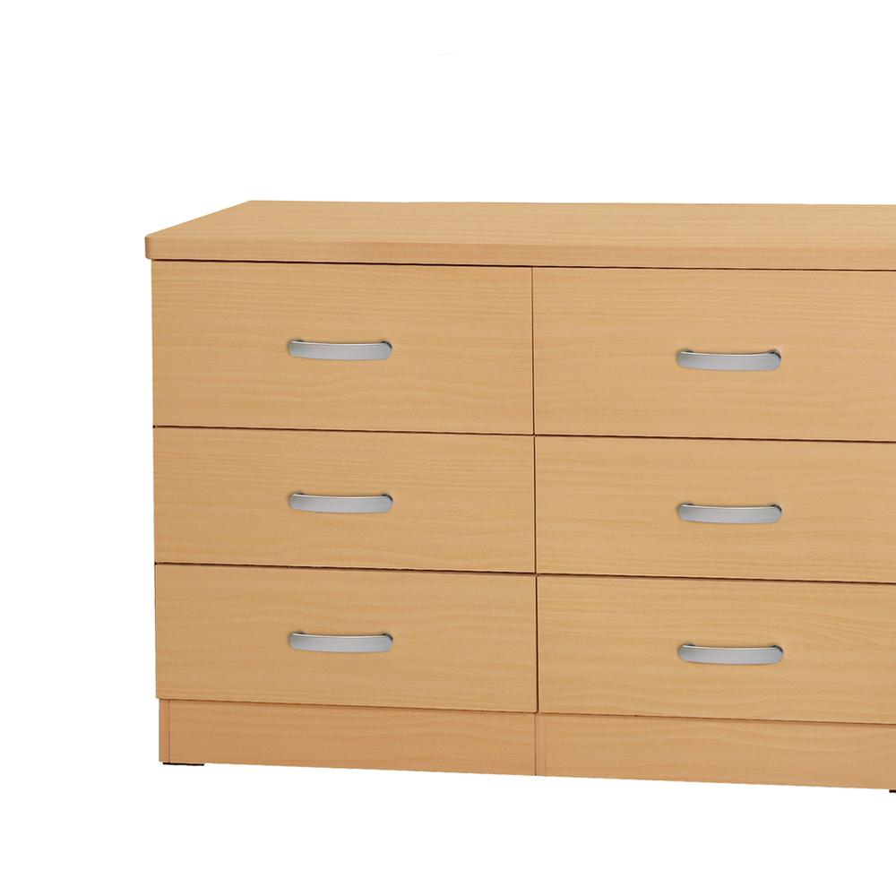 DD & PAM 6 Drawer Engineered Wood Bedroom Dresser in Beech