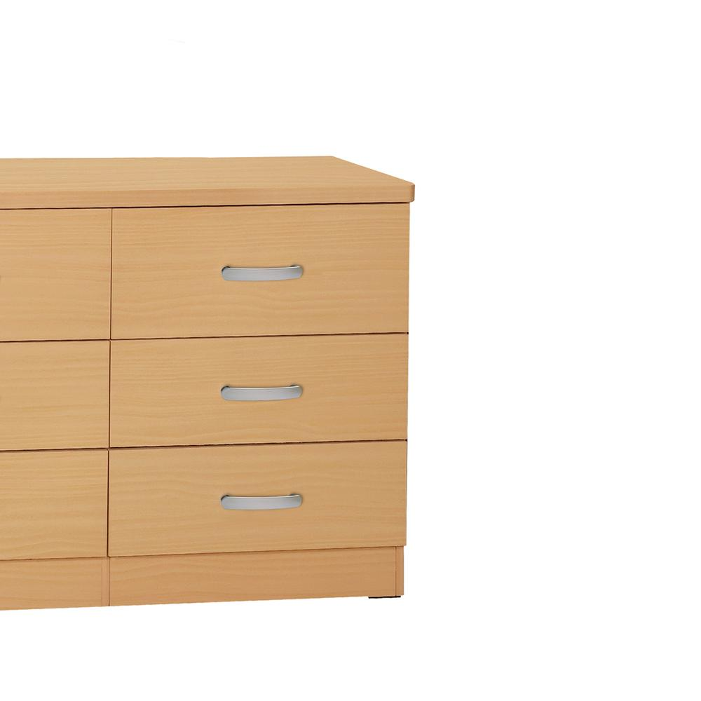 DD & PAM 6 Drawer Engineered Wood Bedroom Dresser in Beech