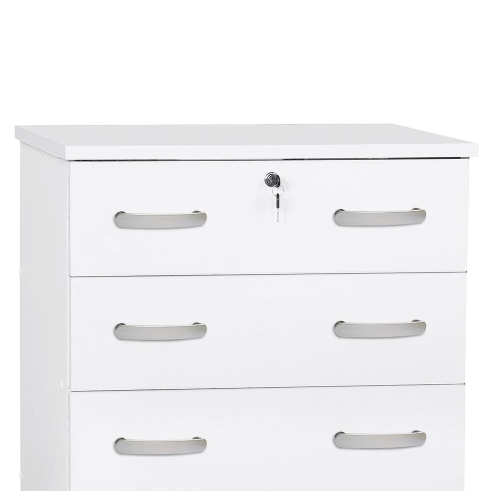 Cindy 4 Drawer Chest Wooden Dresser with Lock in White