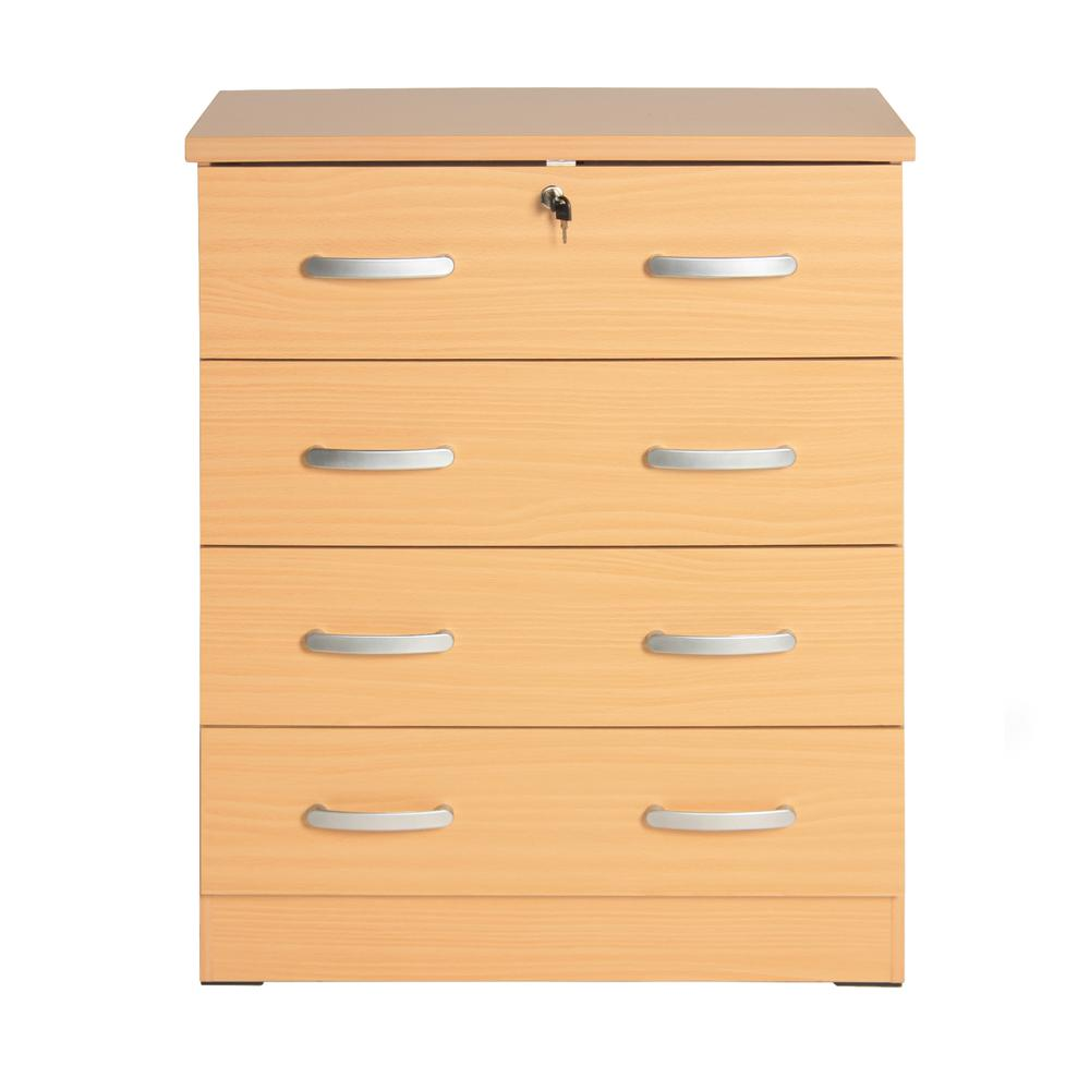 Cindy 4 Drawer Chest Wooden Dresser with Lock Beech (Maple)