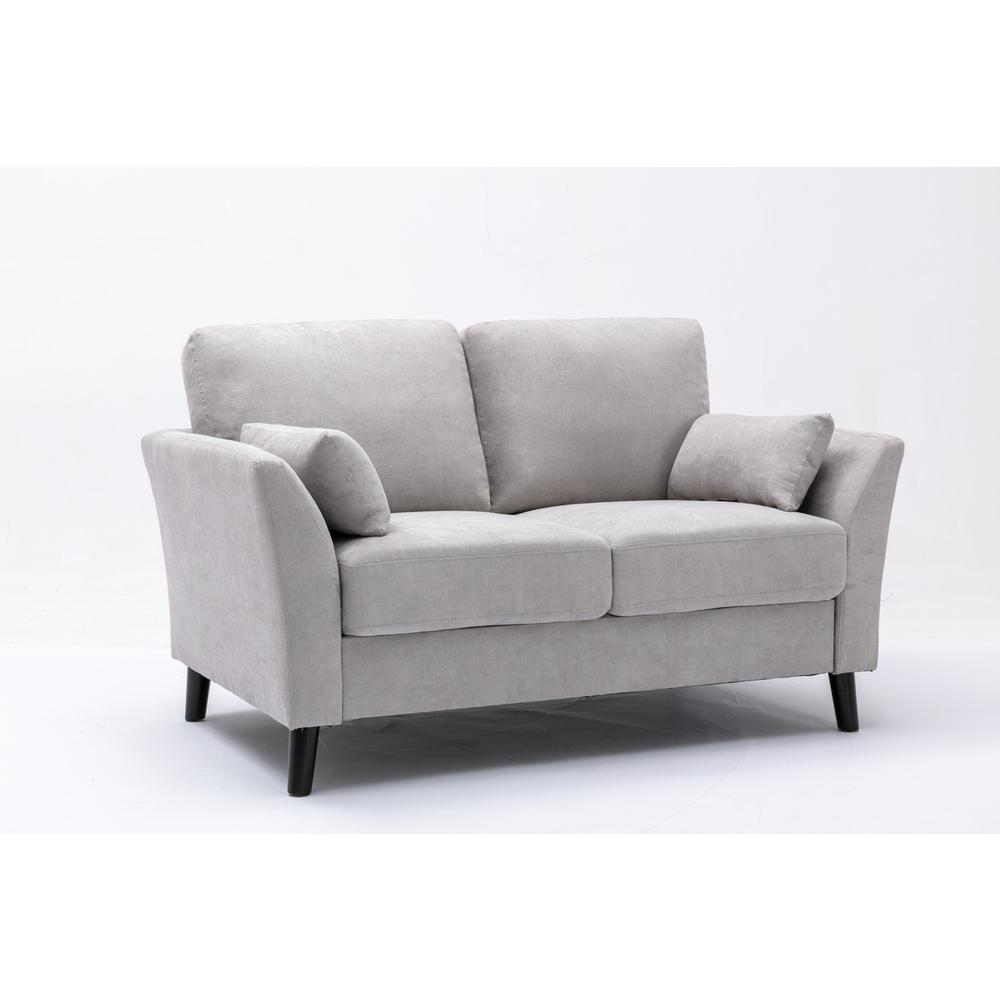 Damian Light Gray Velvet Fabric Loveseat