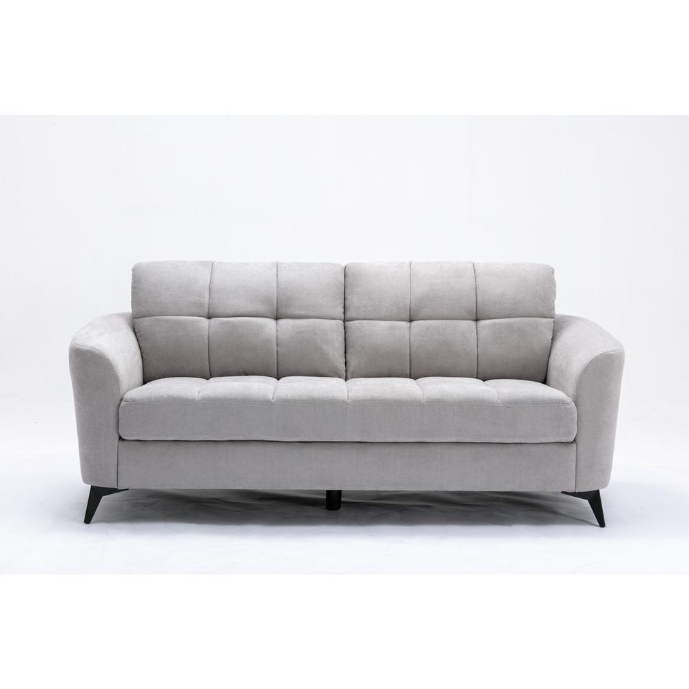 Callie Light Gray Velvet Fabric Sofa