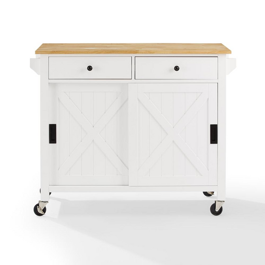 Laurel Kitchen Island/Cart White/Natural