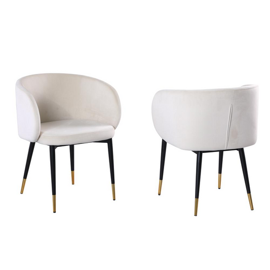 Hemingway Velvet Upholstered Side Chair in Cream