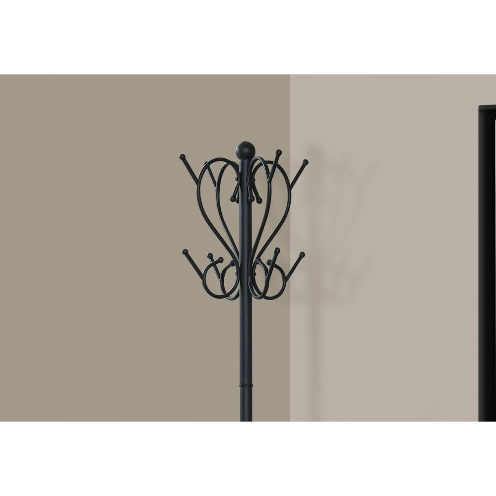 COAT RACK - 71"H / BLACK METAL WITH AN UMBRELLA HOLDER