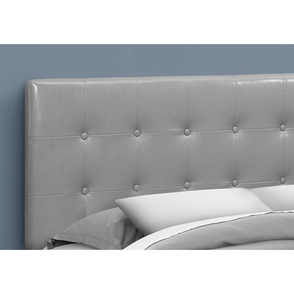 Bed - Queen Size In Grey Leather-Look Headboard Only