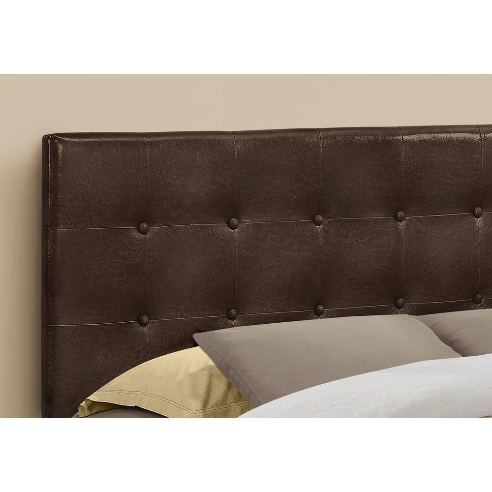 Bed - Queen Size In Brown Leather-Look Headboard Only