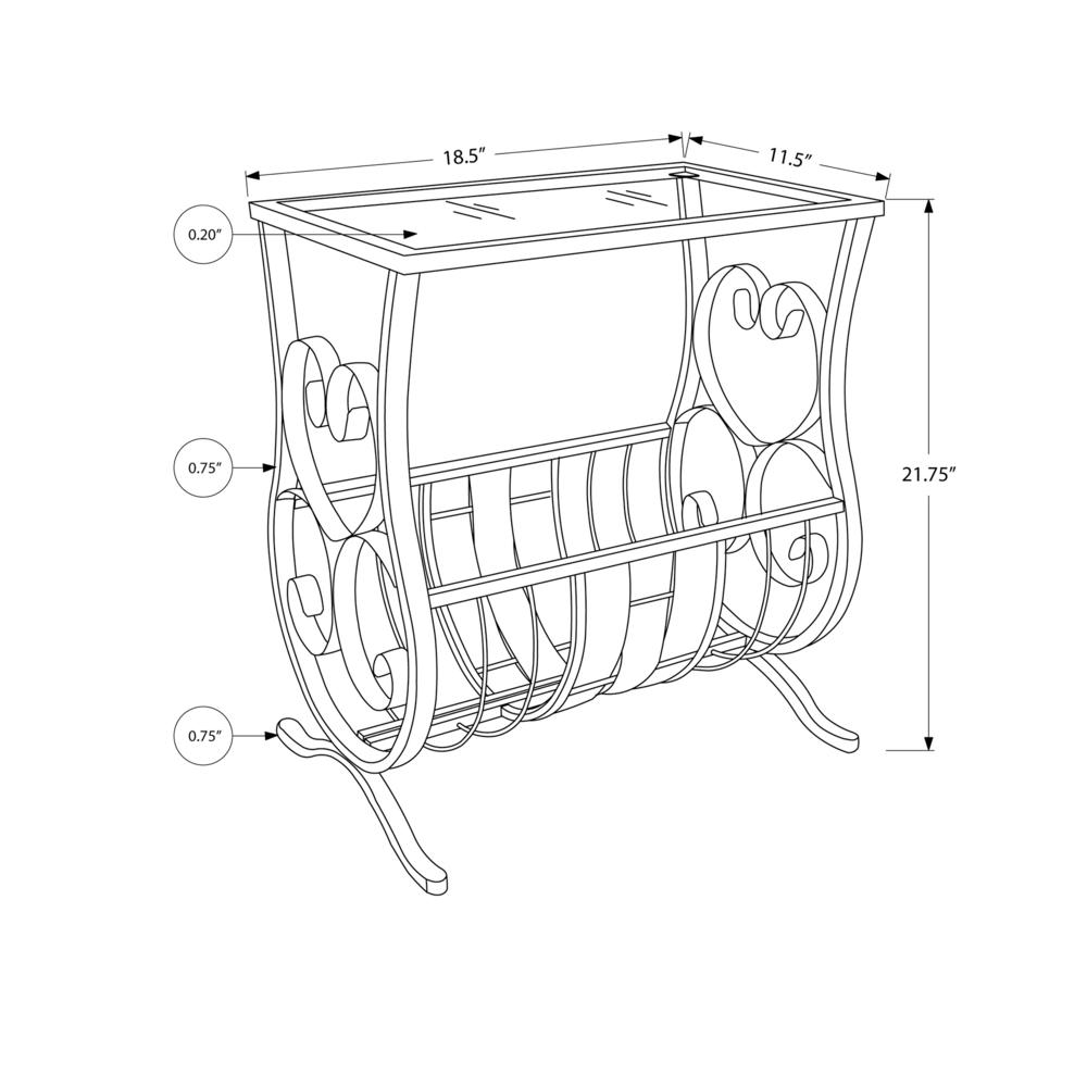 ACCENT TABLE - SATIN BLACK METAL WITH TEMPERED GLASS