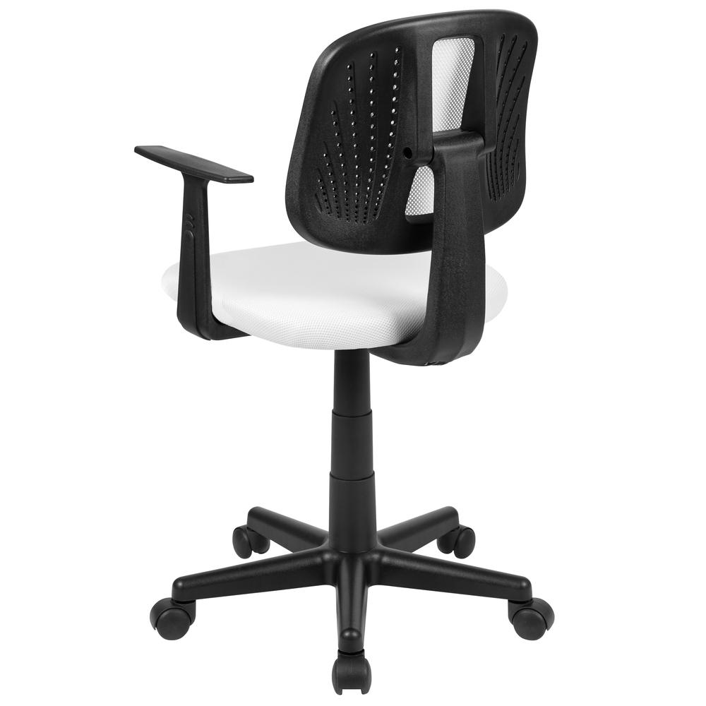 Flash Fundamentals Mid-Back White Mesh Swivel Task Office Chair with Pivot Back and Arms, BIFMA Certified