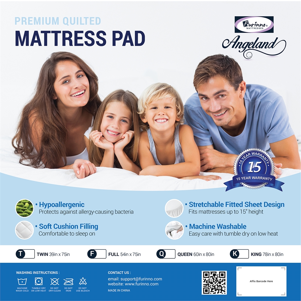 Angeland Quilted Mattress Pad, Twin